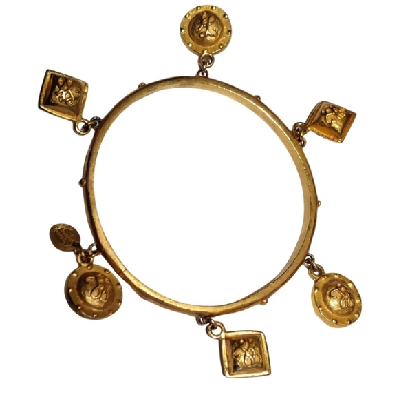 Vintage 80s Designer Ines de la Fressange Logo Charms Bracelet - Picture 5 of 16